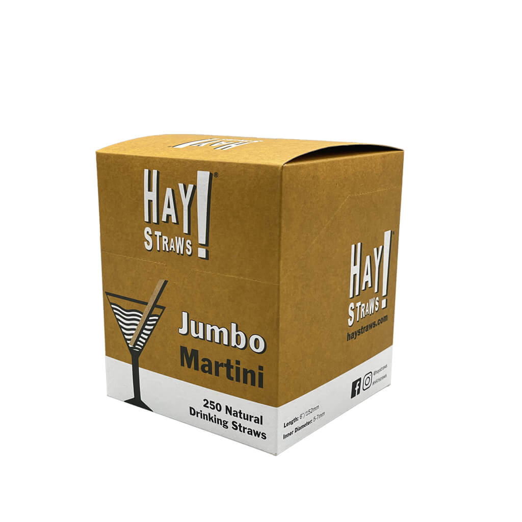 250 Schachtel kompostierbare Jumbo-Martini-Strohhalme in Schilfrohrgröße