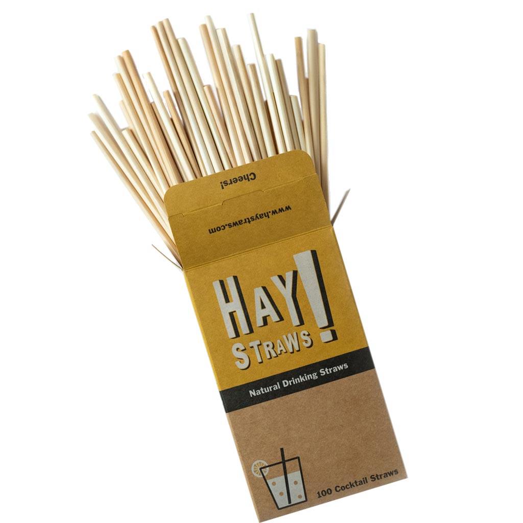 100 box of sustainable cocktail size hay straws