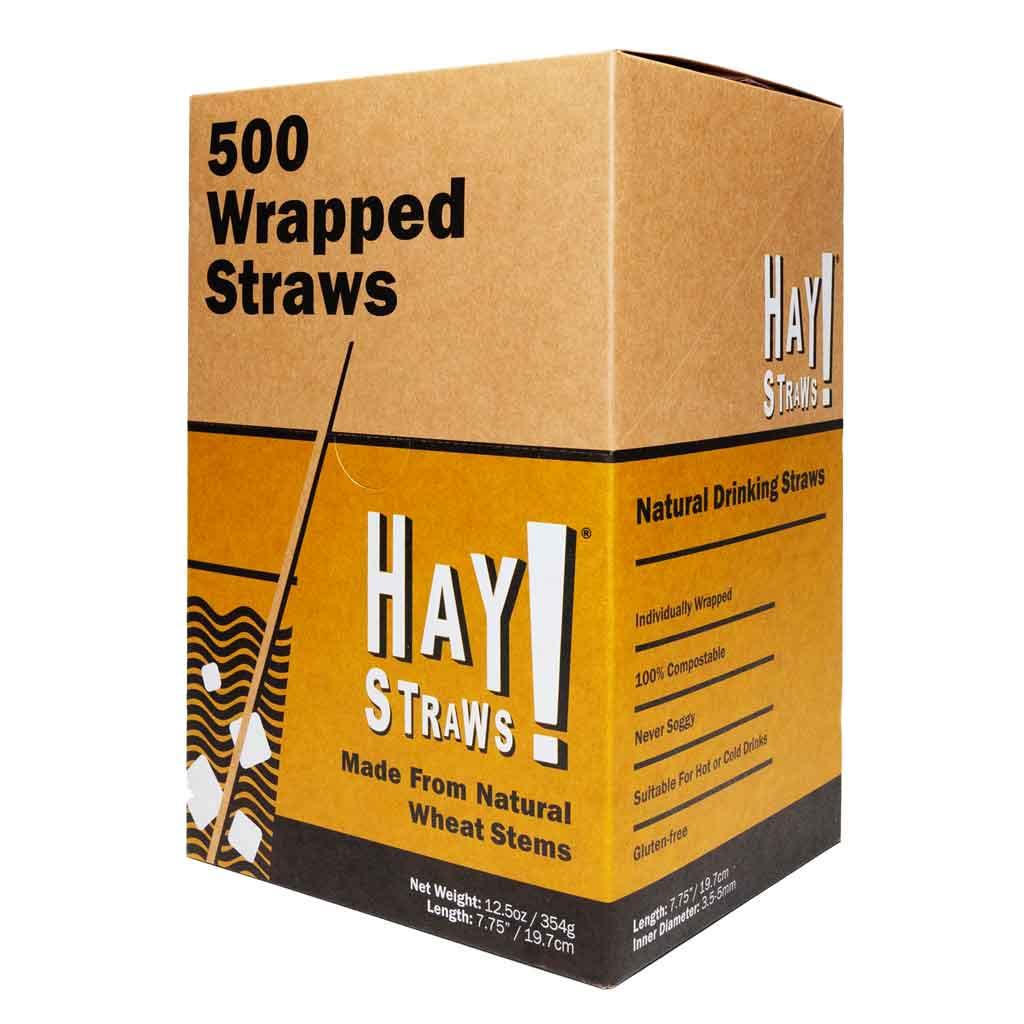 Caja de 500 pajitas de papel sostenible tall  wrapped  de trigo